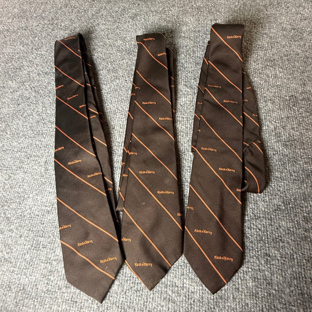 Lot of 3 Vintage Kash n Karry Grocery Store‎ Uniform Ties Brown Orange USA Made